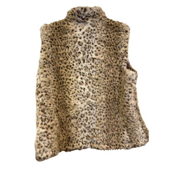 Coldwater Creek XL Faux Fur Leopard Print Vest With Front Zip Closure - Picture 5 of 8